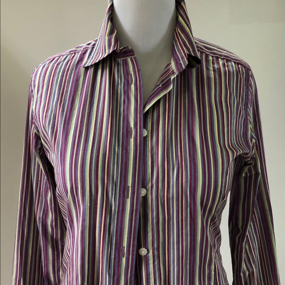 Saks 5th Avenue Striped Shirt Fitted Button Down - Picture 2 of 6